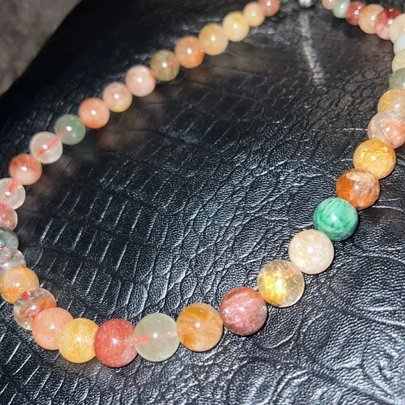 Extremely Rare Rainbow Color Rutilated Quartz Beaded Necklace 20 Inches